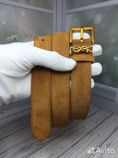 Ремень Ysl женский натуральная замша-кожа люкс