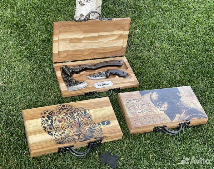 Топор + нож В деревянном кейсе
