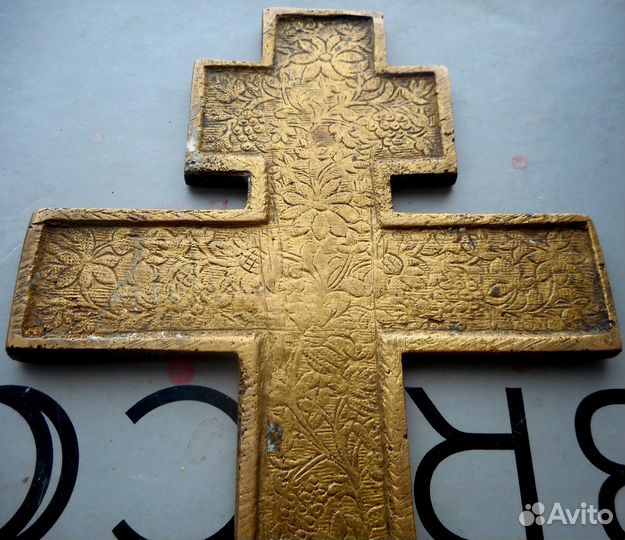 Крупный крест распятие.(200 мм. Эмали, узор)
