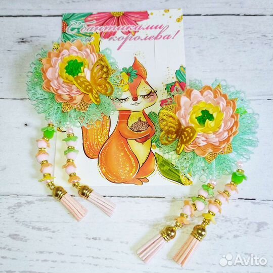 Бантики-заколки с подвесками для девочек