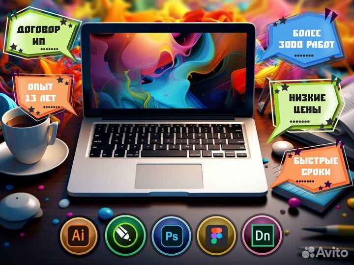 Графический дизайн, визитки, логотипы, полиграфия