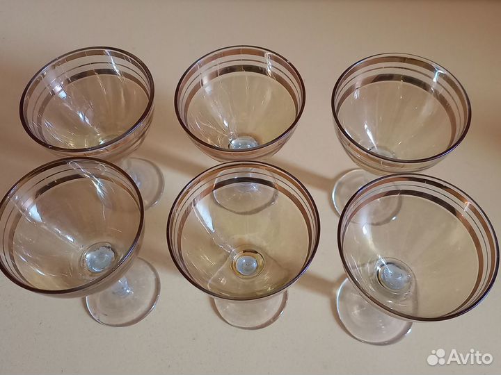 Рюмки с позолотой Стекло СССР. Цена за всё