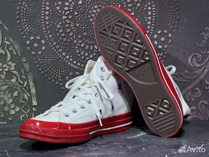 Кеды Converse x CDG Chuck Taylor Hi Red Sole