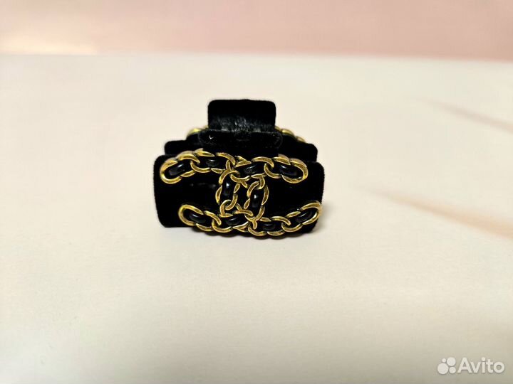 Крабик для волос Chanel чёрный бархатный