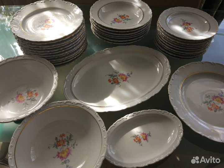 Старая Kahla фарфор ГДР, сервиз столовый