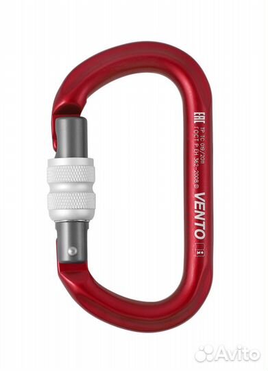 Карабин «Овал» с муфтой keylock Красный (Vento)