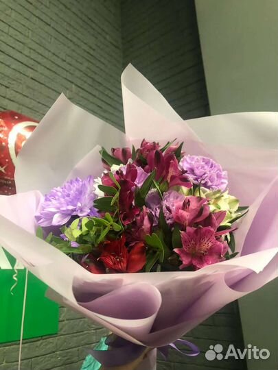 Букеты цветы роза хризантема лилия