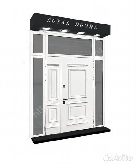 Парадная входная дверь с багетом и стеклом