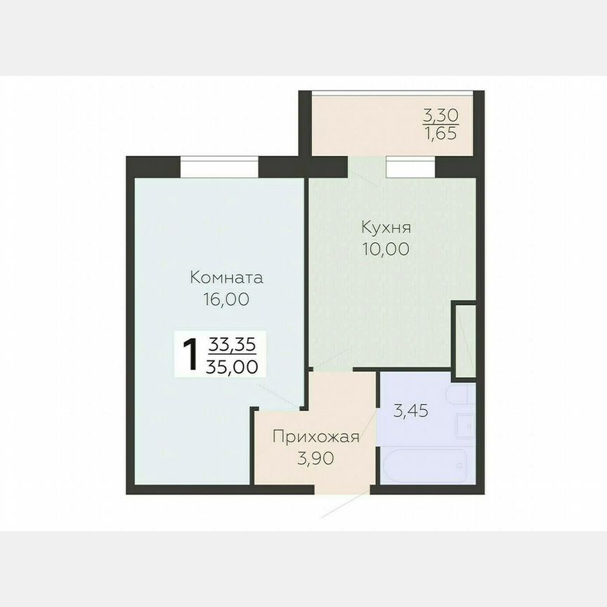 1-к. квартира, 35 м², 2/15 эт.