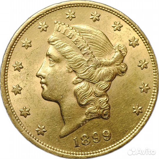 Золотая Монета 20 долларов 1899 Филадельфия США