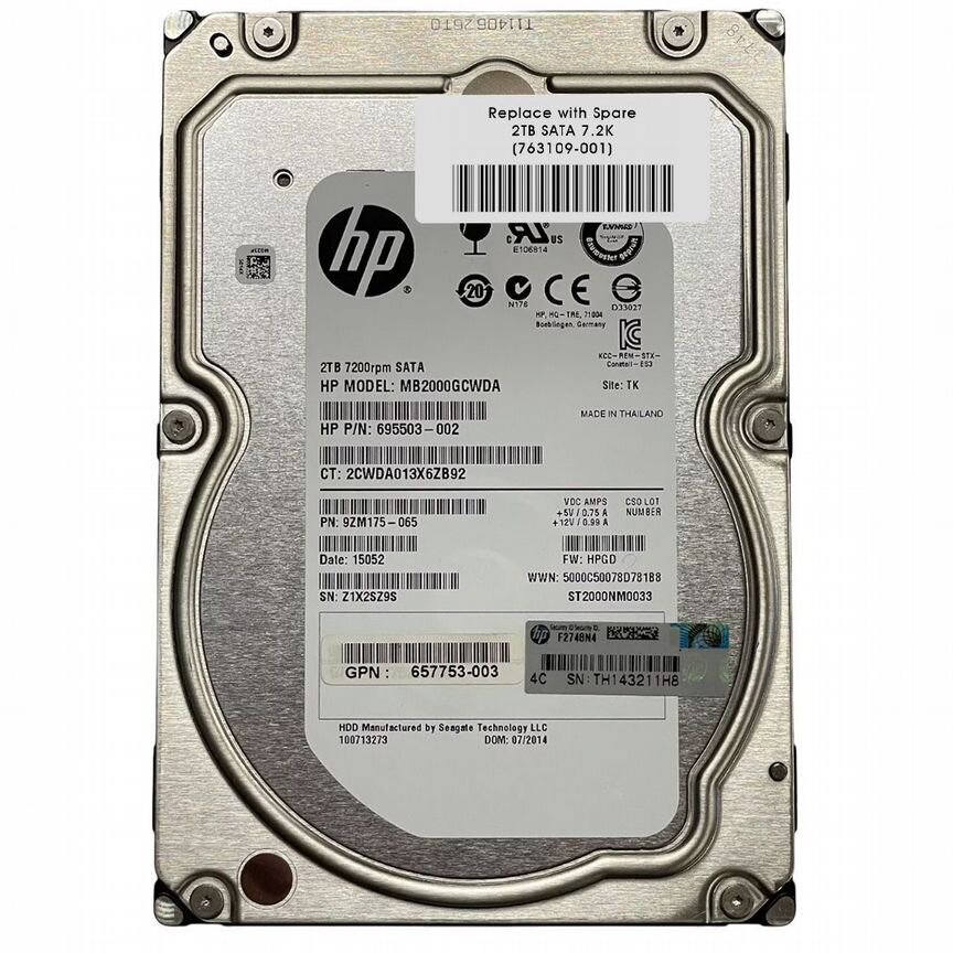 [763109-001] Жесткий Диск Hp 763109-001 2tb SATA3 3.5" Hdd