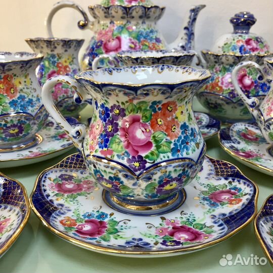 Коллекционная гжель сервиз чайный