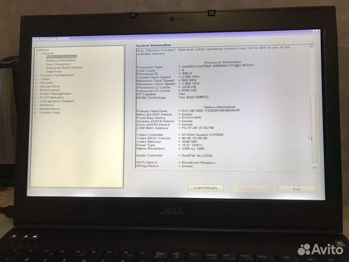 Dell Precision M4800 с QHD+ экраном 3200 x 1800