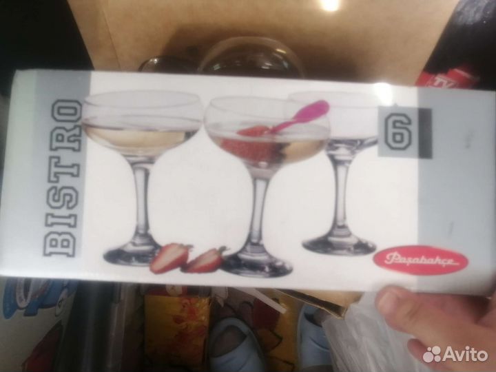 Набор стеклянных креманок фужеров новые