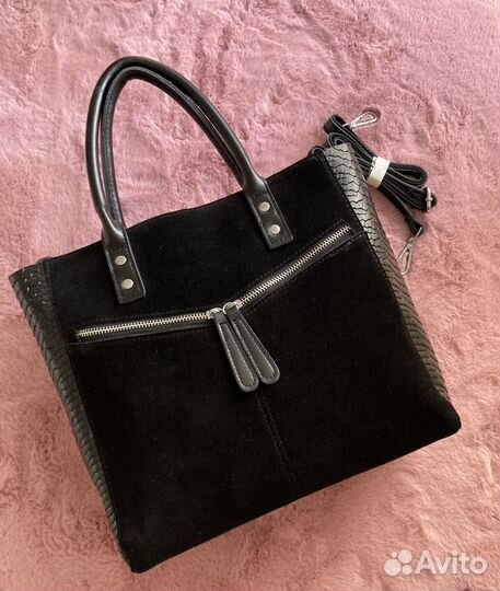 Сумка женская из натуральной замши и кожи