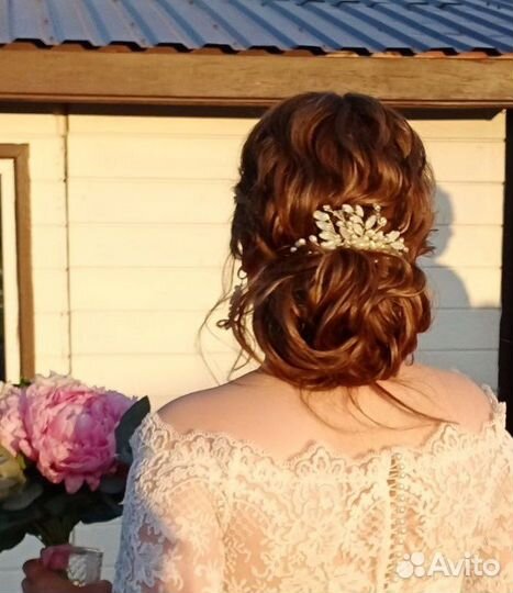 Свадебное украшение комплект гребень и серьги
