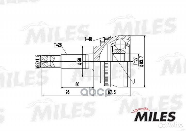 ШРУС наружный toyota camry 2.0-2.2 91-01 (с ABS