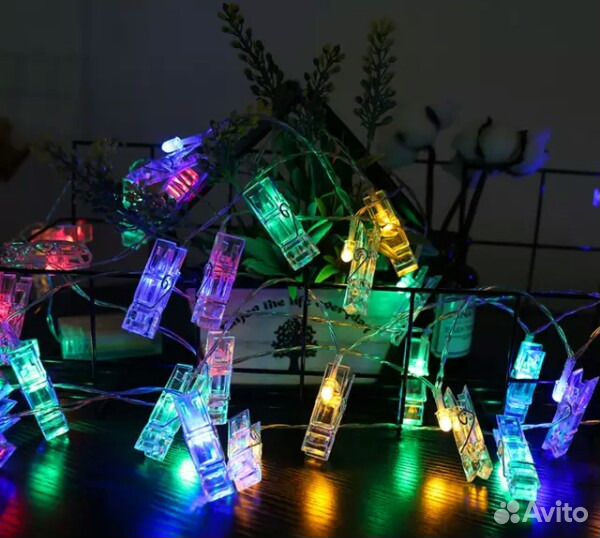 Декоративная гирлянда с клипсами для фото