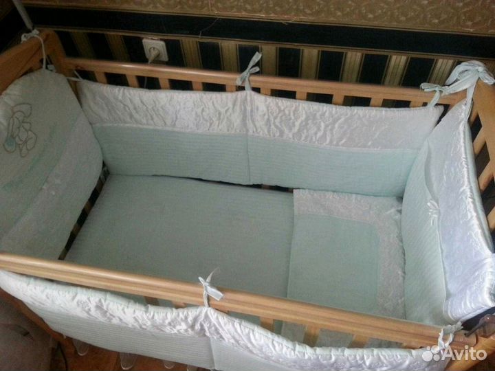 Кроватка, матрас, бортики, постельное белье