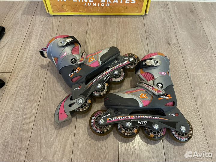 Роликовые коньки раздвижные 27-30 + защита