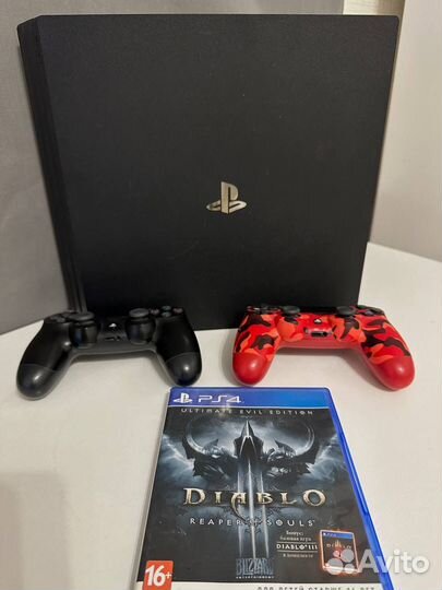 Sony playstation 4 pro + 2 джойстика + diablo 3