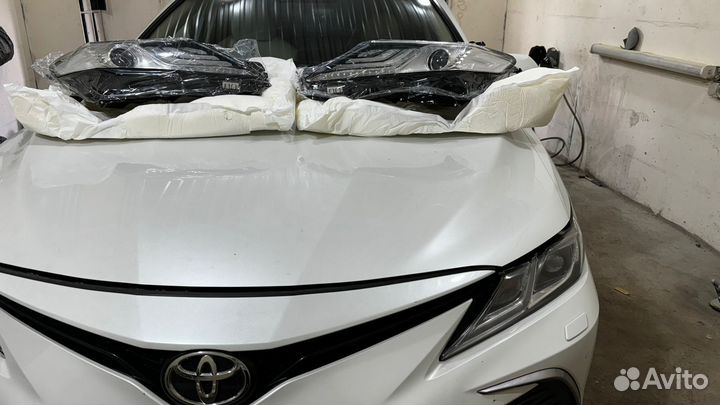 Фары на toyota camry 70 full LED 3 полосы