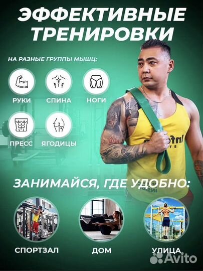 Фитнес резинка Зелёная 22-57 кг новая