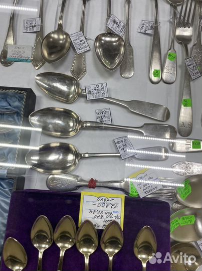 Ложки столовые, вилки серебро 84, 800,925 пробы