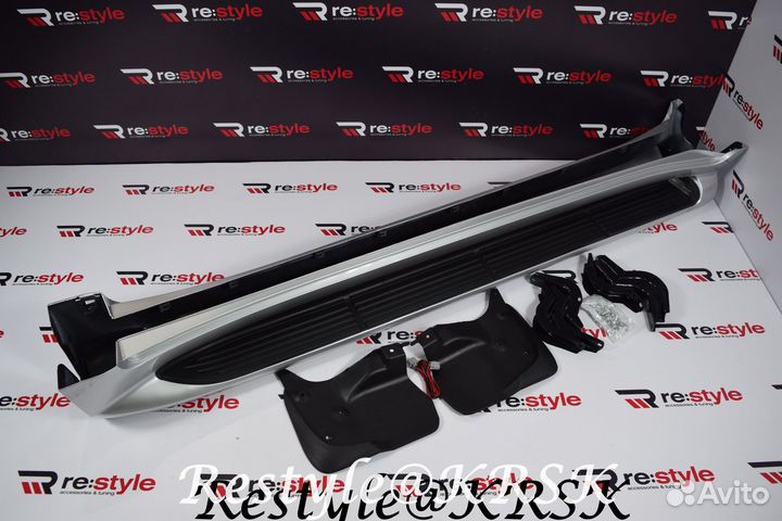 Подножки Lexus LX570 Серебро С подсветкой