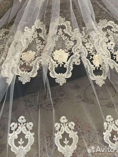 Сетка грек с 3D вышивкой и цветами 5м италия