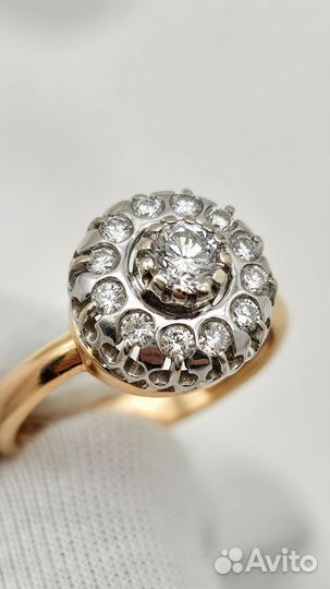 Золотое кольцо с бриллиантами 585/4.27/17р