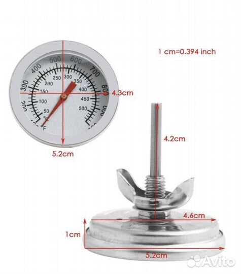 Термометр для коптильни, барбекю, гриля, духовки