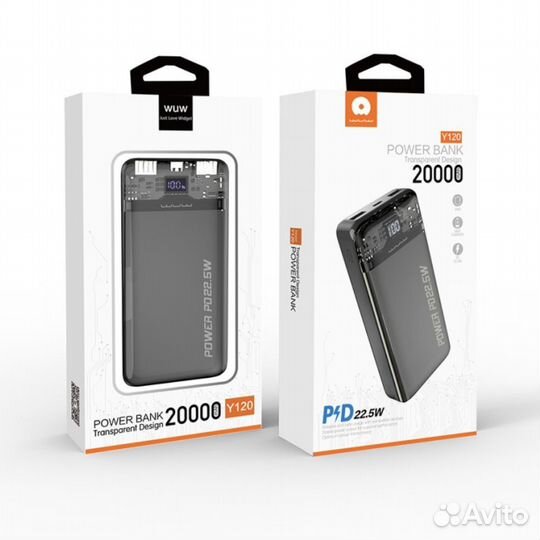 Power bank WUW Y120 20000mAh PD 22W LED/display BK