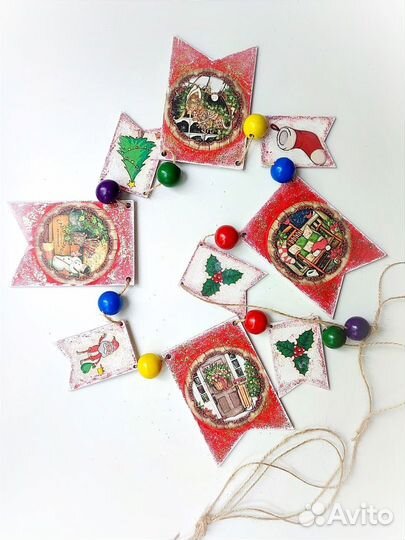 Новогодняя гирлянда из флажков, 2 шт