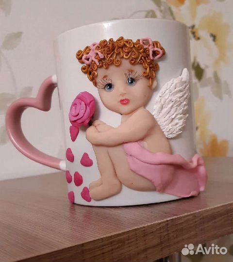 Чашки с декором из полимерной глины