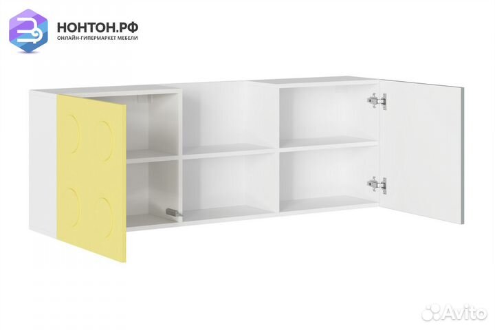 Полка навесная Кубо белый / грин грей софт/ солнеч