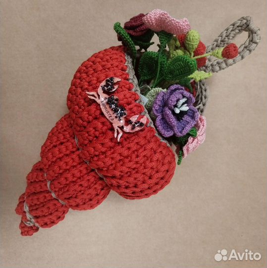 Вязаная корзина ракушка из полиэфирного шнура