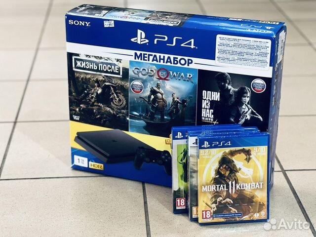 Sony PS4 slim 1tb 3 ревизия + игры коробочный объявление продам
