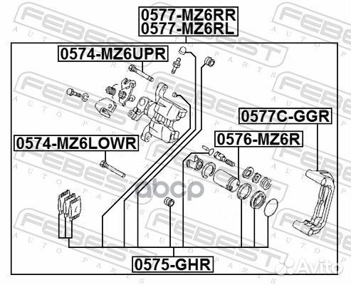 Суппорт тормозной задний L mazda 6 GG 2002-2008