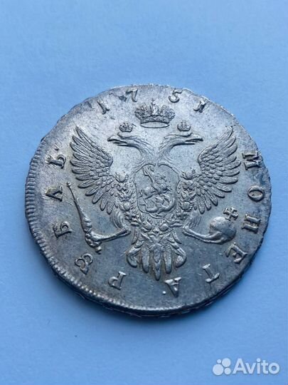 1 рубль 1751 года. Оригинал. Серебро