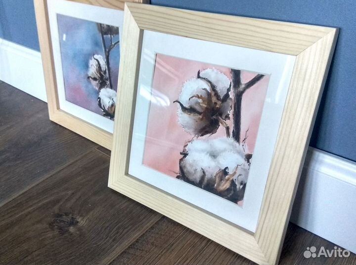 Интерьерная картина хлопок цветы в раме