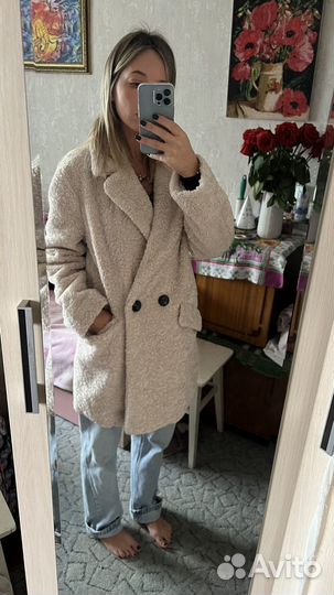 Пальто pull bear женское зимнее чебурашка тедди