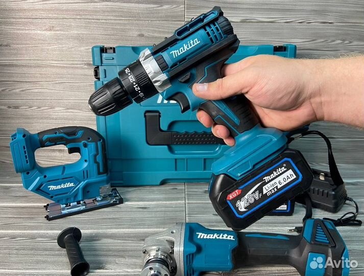 Набор макита 4 в 1 с лобзиком + 2 АКБ Арт:444