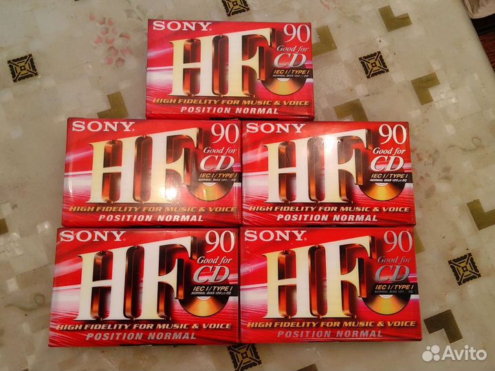 Кассеты sony HF90 новые 5 штук