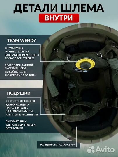 Шлем кевларовый олива без ушей с венди
