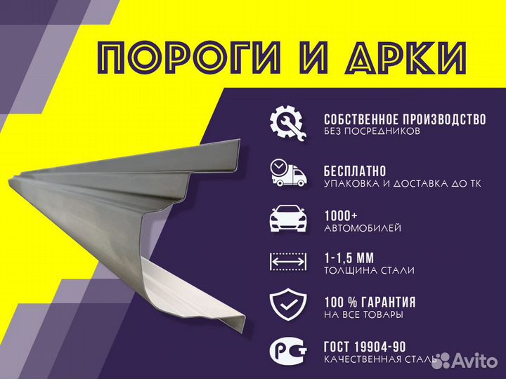 Kia Spectra 2 ремонтные пороги и арки