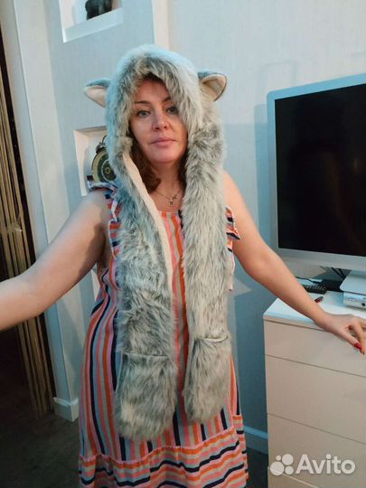 Шапка волк с рукавицами