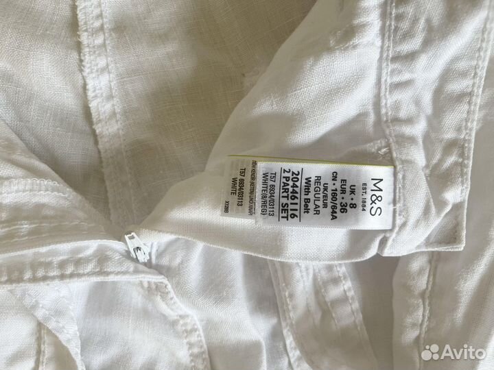 Белые льняные брюки M&S Marks & Spencer