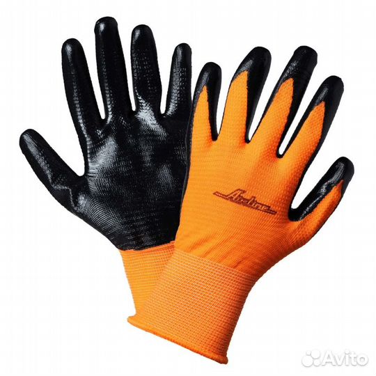 Перчатки полиэфирные с двухслойным нитрил.покрытие