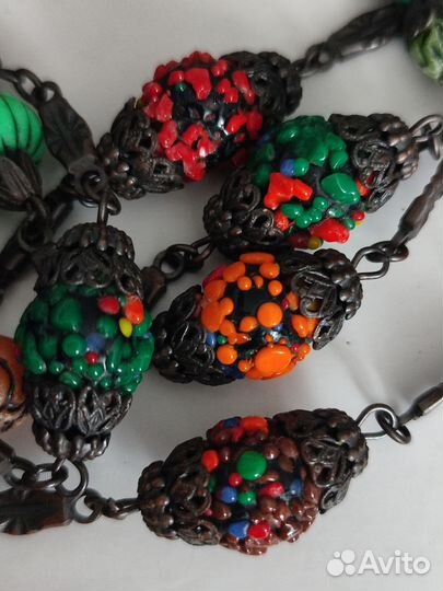 Длинные винтажные бусы с Эксклюзивными бусинами